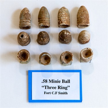 .58 “Three Ring” Minie Balls, Recovered from Fort C.F. Smith and Fort Ethan