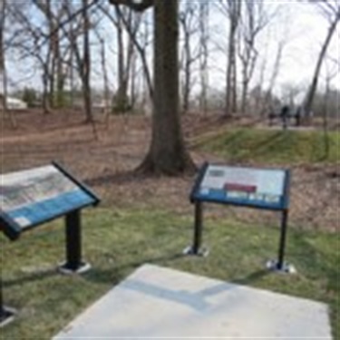 Historical interpretation signs at Fort Ethan Allen/Old Glebe