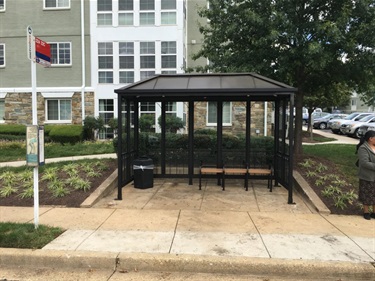 Bus stop on South Four Mile Run Drive, after improvements