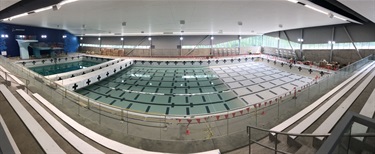 50 M pool plaster completed and pool being filled. It should take about two days to completely fill the pool.