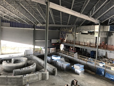 West end of the Leisure pool, Mechanical mezzanine duct work installation. South west side of the building.