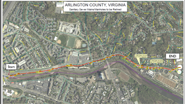 S Four Mile Run Sanitary Sewer Relining Project Limits