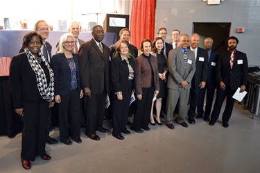 The panelists with Arlington County Board and the County Manager. Photo by Blake Tippens