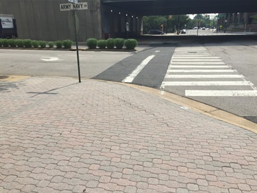 Existing crosswalk on 12th Street South at Army Navy Drive