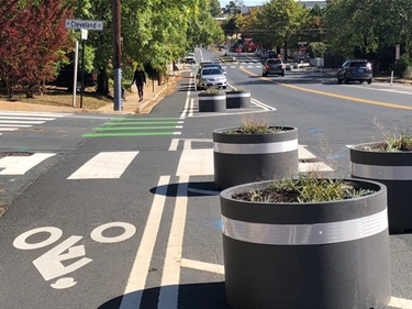 Safety and accessibility improvements were implemented on Pershing Drive between Washington Boulevard and North Barton Street as part of a pilot, or test, installation.