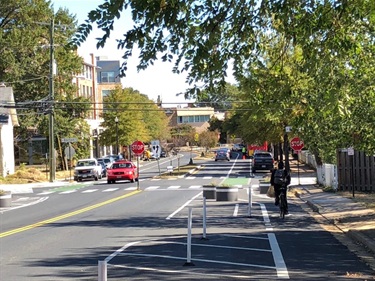 Safety and accessibility improvements were implemented on Pershing Drive between Washington Boulevard and North Barton Street as part of a pilot, or test, installation.