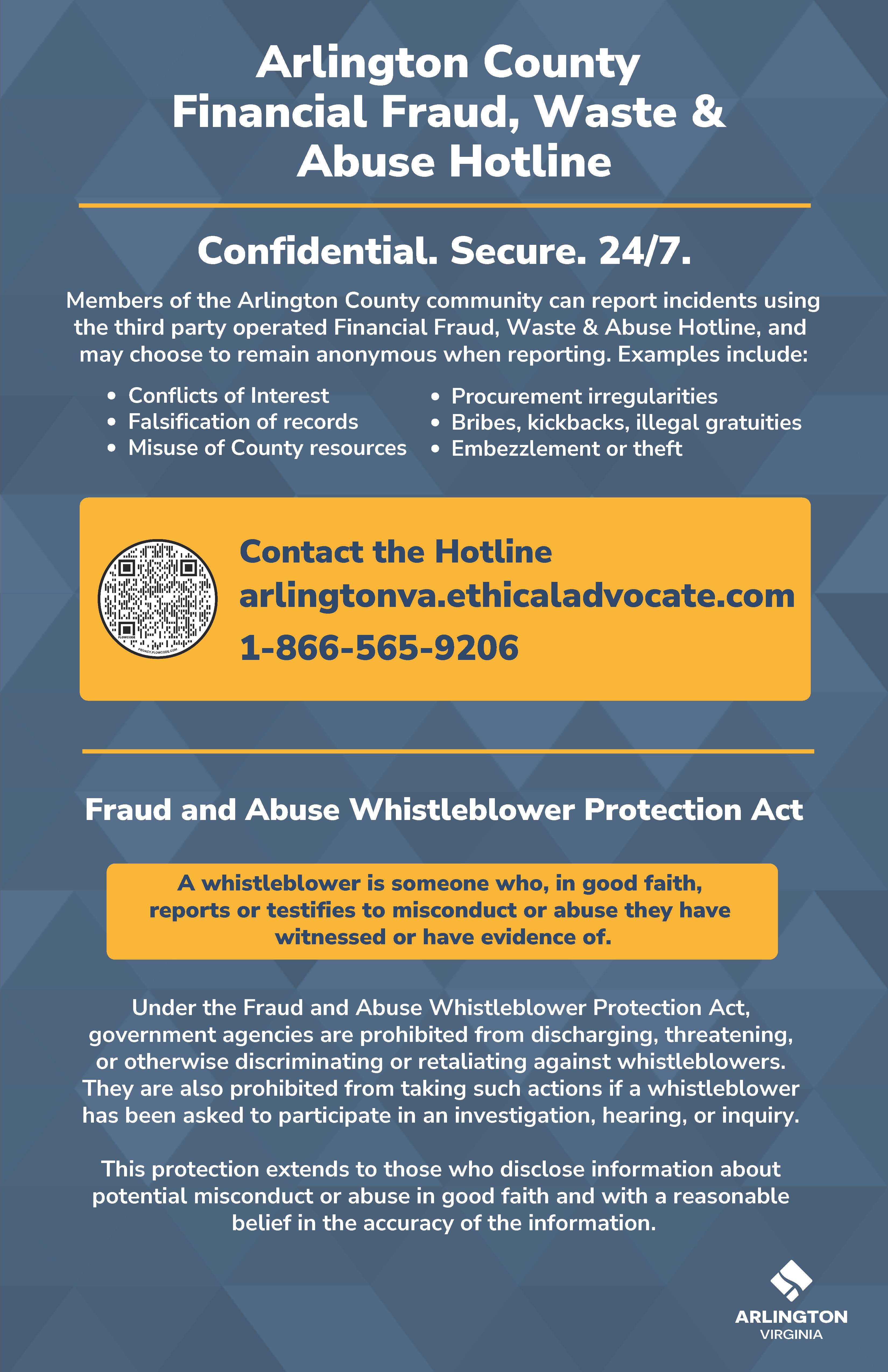 Financial Fraud, Waste & Abuse Hotline flyer