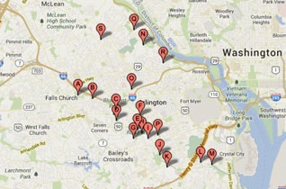 Map of bacteria monitoring sites.