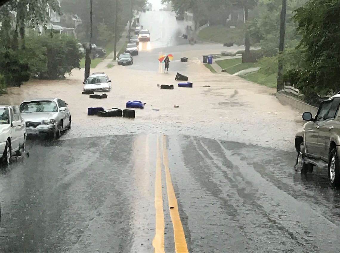 flooded road in arlington