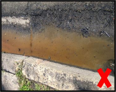 Grease and washwater in the curb