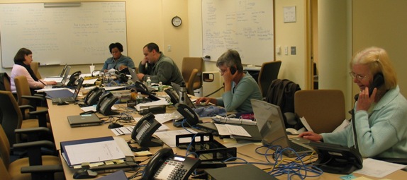 Five people manning phone system