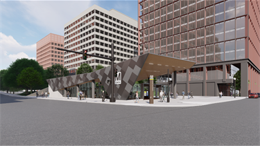 Crystal City east entrance rendering - southeast corner