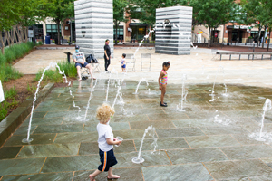 Children Playing at Penrose Square Water Feature