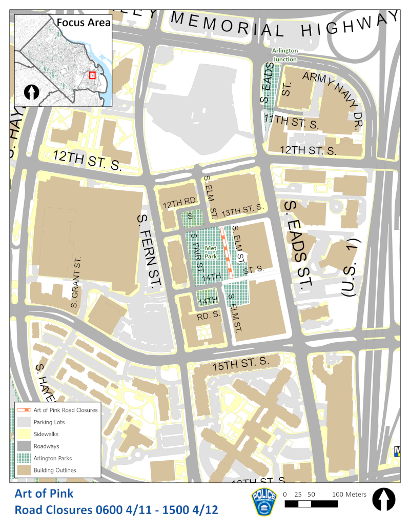 Road closure map of Art of Pink event