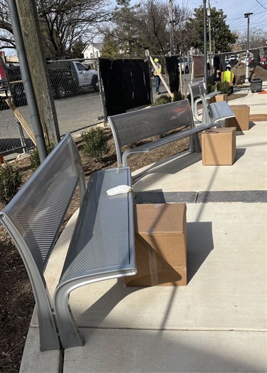 Installation of benches outside of Fire Station 8 - April 2024