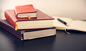 Pile of library books