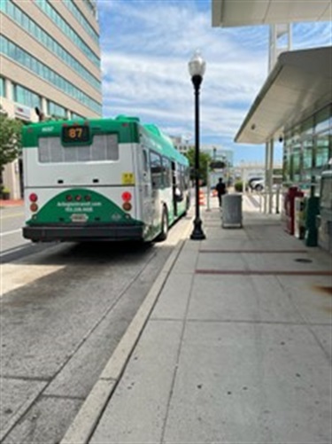 Bus stop along S Quincy Street in front of the Shirlington Bus Station