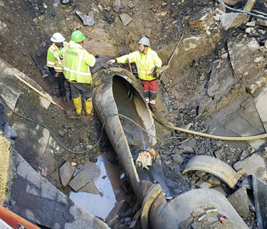 Broken transmission main, November 2019